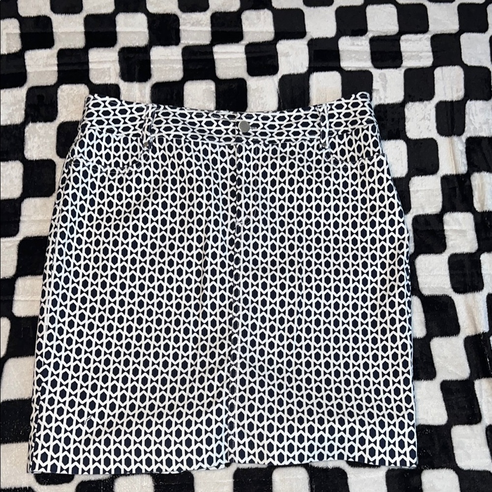 Rafaella Black and White Geometric Pencil Skirt